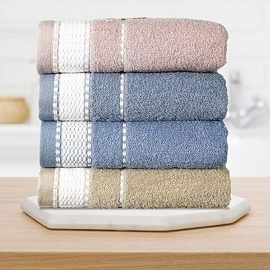 Hand Towels for Bathroom Set 100% Cotton Soft Absorbent Decorative Bathroom Towel 4 Pack