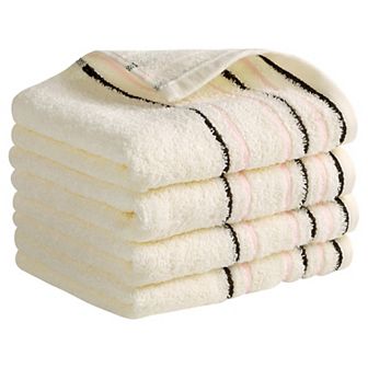 Hand Towels for Bathroom Cotton Striped Pattern Absorbent Soft Hand Towel 13" x 27" 4 pc