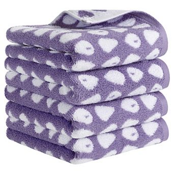 Cute Cartoon Hand Towel Set, 14" x 30" Pure Cotton Hand Towels, Soft Absorbent Towels 4 Pack