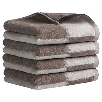 Pure Cotton Hand Towels for Bathroom, Color Block Decorative Hand Towel Set 4 Pack