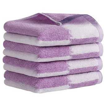 Pure Cotton Hand Towels for Bathroom, Color Block Decorative Hand Towel Set 4 Pack