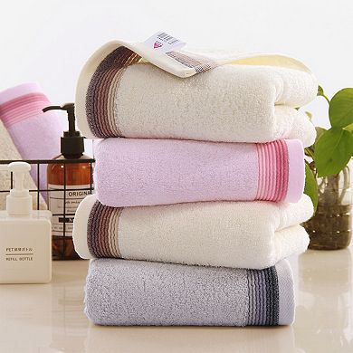 Hand Towels for Bathroom Cotton Striped Pattern Absorbent Soft Hand Towel 14" x 30" 2Pcs