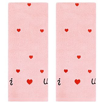Cotton Hand Towels Letter Heart Love Pattern Bathroom Decorative Absorbent Towel 2 Pack