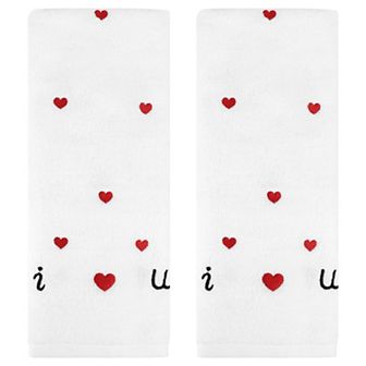 Cotton Hand Towels Letter Heart Love Pattern Bathroom Decorative Absorbent Towel 2 Pack