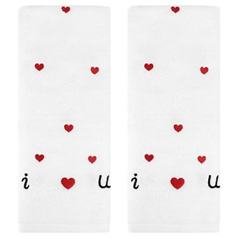 Cotton Hand Towels Letter Heart Love Pattern Bathroom Decorative Absorbent Towel 2 Pack