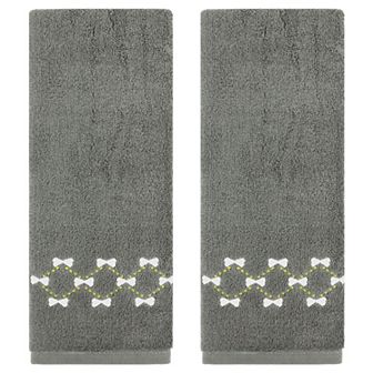 Hand Towels Embroidered Bow Pattern Decorative Towel Cotton Absorbent Soft Hand Towel 2 Pack