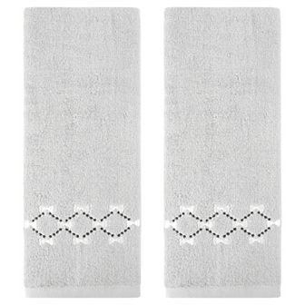 Hand Towels Embroidered Bow Pattern Decorative Towel Cotton Absorbent Soft Hand Towel 2 Pack