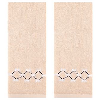 Hand Towels Embroidered Bow Pattern Decorative Towel Cotton Absorbent Soft Hand Towel 2 Pack