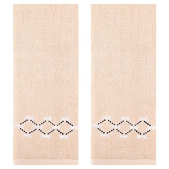 Hand Towels Embroidered Bow Pattern Decorative Towel Cotton Absorbent Soft Hand Towel 2 Pack