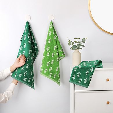 Cute Plant Pattern Hand Towels, 14" x 30" Cotton Soft Absorbent Hand Towel 4 Pack