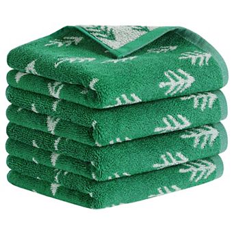 Cute Plant Pattern Hand Towels, 14" x 30" Cotton Soft Absorbent Hand Towel 4 Pack