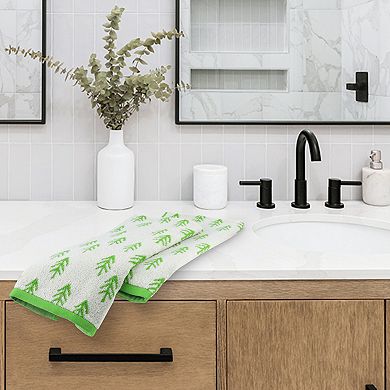Cute Plant Pattern Hand Towels, 14" x 30" Cotton Soft Absorbent Hand Towel 2 Pack