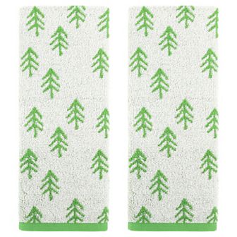 Cute Plant Pattern Hand Towels, 14" x 30" Cotton Soft Absorbent Hand Towel 2 Pack