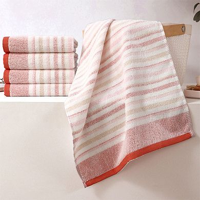 Striped Pattern Hand Towels 13" x 27" Cotton Soft Absorbent Hand Towel Bathroom Towels 4 Pack