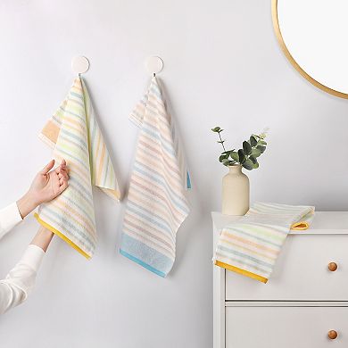 Striped Pattern Hand Towels 13" x 27" Cotton Soft Absorbent Hand Towel Bathroom Towels 4 Pack