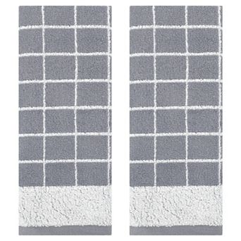Checkered Hand Towels for Bathroom, Soft Pure Cotton Hand Towel, Farmhouse Home Towels 2 Pack