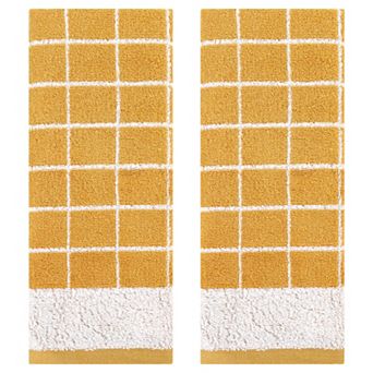 Checkered Hand Towels for Bathroom, Soft Pure Cotton Hand Towel, Farmhouse Home Towels 2 Pack