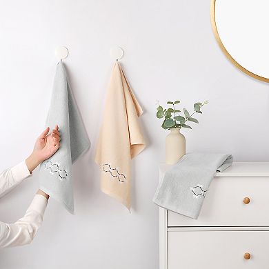 Hand Towels Embroidered Bow Pattern Decorative Towel Cotton Absorbent Soft Hand Towel 4 Pack