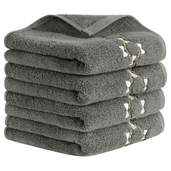 Hand Towels Embroidered Bow Pattern Decorative Towel Cotton Absorbent Soft Hand Towel 4 Pack