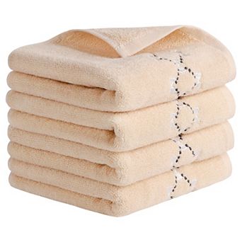 Hand Towels Embroidered Bow Pattern Decorative Towel Cotton Absorbent Soft Hand Towel 4 Pack