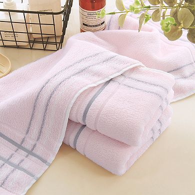 Striped Cotton Hand Towels for Bathroom, 13" x 29" Soft Absorbent Decorative Hand Towel 2 Pack