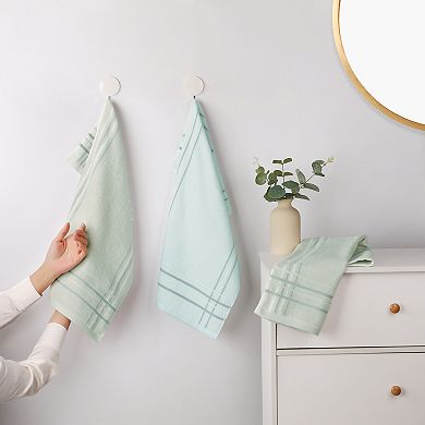 Striped Cotton Hand Towels for Bathroom, 13" x 29" Soft Absorbent Decorative Hand Towel 2 Pack
