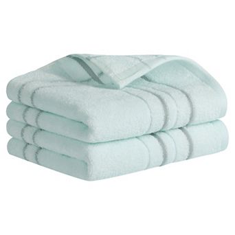 Striped Cotton Hand Towels for Bathroom, 13" x 29" Soft Absorbent Decorative Hand Towel 2 Pack