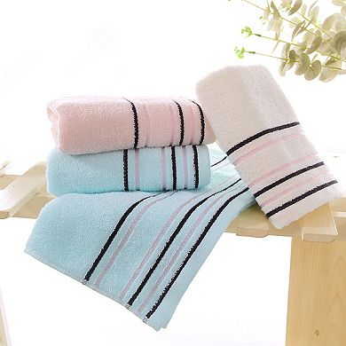 Hand Towels for Bathroom Cotton Striped Pattern Absorbent Soft Hand Towel 13" x 27" 2Pcs