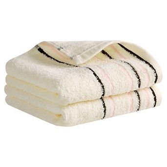 Hand Towels for Bathroom Cotton Striped Pattern Absorbent Soft Hand Towel 13" x 27" 2 pc