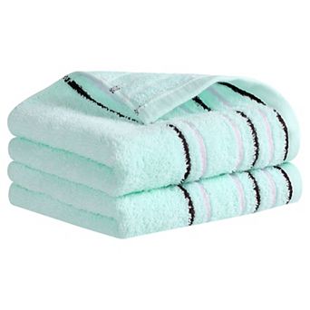 Hand Towels for Bathroom Cotton Striped Pattern Absorbent Soft Hand Towel 13" x 27" 2 pc