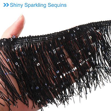 1 Yard of 10cm/4" Sequin Fringe Trim Sparkling DIY Fringe Tassel Trim Ribbon