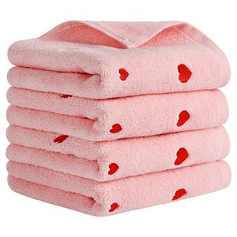 Cotton Hand Towels Letter Heart Love Pattern Bathroom Decorative Absorbent Towel 4 Pack