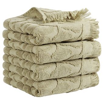 Jacquard Pattern Boho Decorative Hand Towels, Cotton Absorbent Soft Hand Towel 4 pc 14"x30"