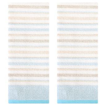 Striped Pattern Hand Towels 13" x 27" Cotton Soft Absorbent Hand Towel Bathroom Towels 2 Pack