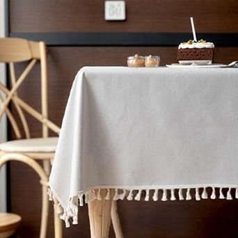 Wrinkle Free Tablecloths, Kitchen Dining Table Cover for Holiday Camping Parties, 86.61"x55.12" 1 pc