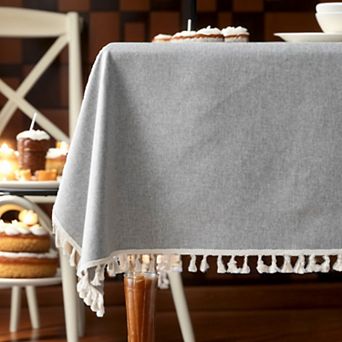 Wrinkle Free Tablecloths, Kitchen Dining Table Cover for Holiday Camping Parties, 86.61"x55.12" 1 pc