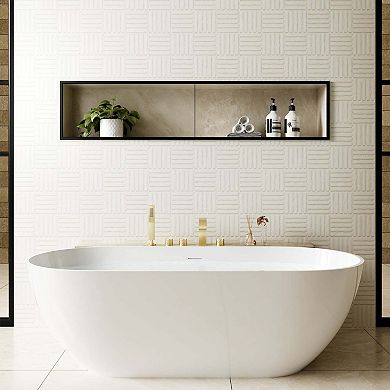 CASAINC 3 Handles Deck Mounted Bathroom Tub Faucet Trim with Handshower