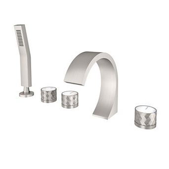 CASAINC 3 Handles Deck Mounted Bathroom Tub Faucet Trim with Handshower