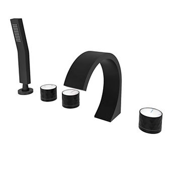 CASAINC 3 Handles Deck Mounted Bathroom Tub Faucet Trim with Handshower