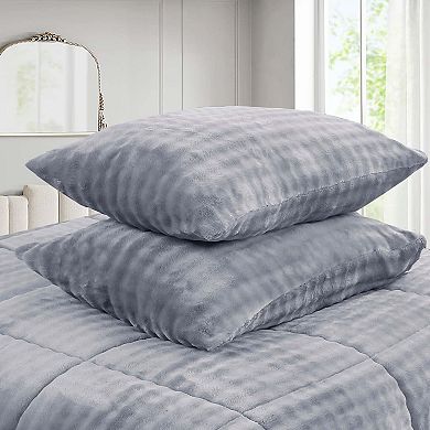 MarCielo 3-Piece Flannel Bubble Comforter Set with 2 Pillowcase