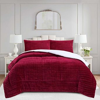 MarCielo 3 pc Flannel Bubble Comforter Set with 2 Pillowcase