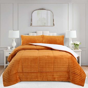 MarCielo 3 pc Flannel Bubble Comforter Set with 2 Pillowcase