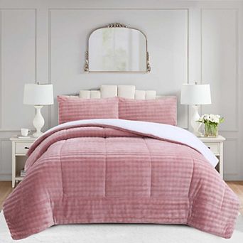 MarCielo 3 pc Flannel Bubble Comforter Set with 2 Pillowcase