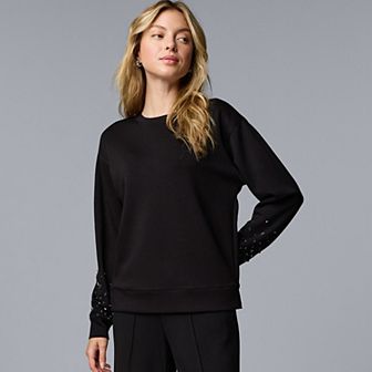 Women's Simply Vera Vera Wang Sleeve Embellished Sweatshirt