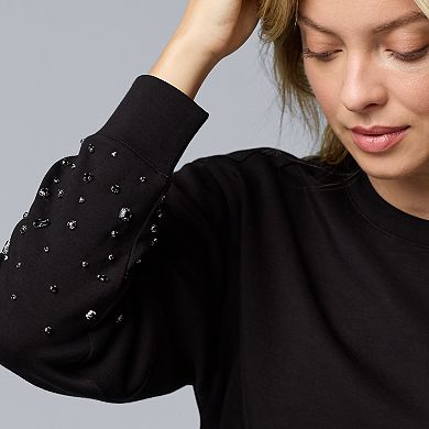 Women's Simply Vera Vera Wang Sleeve Embellished Sweatshirt