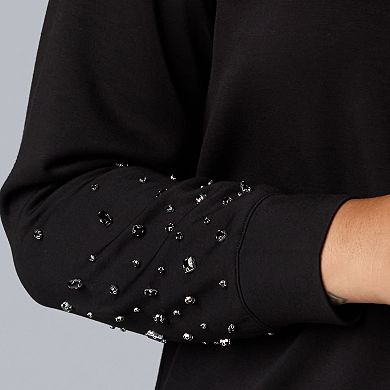Plus Size Simply Vera Vera Wang Sleeve Embellished Sweatshirt