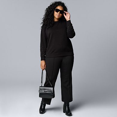 Plus Size Simply Vera Vera Wang Sleeve Embellished Sweatshirt