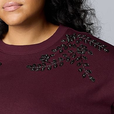 Plus Size Simply Vera Vera Wang Embellished Sweatshirt