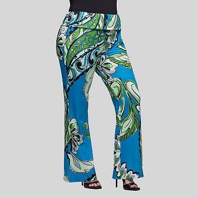 Plus Size 24Seven Comfort Apparel Bell Bottom Foldover Waist Pants