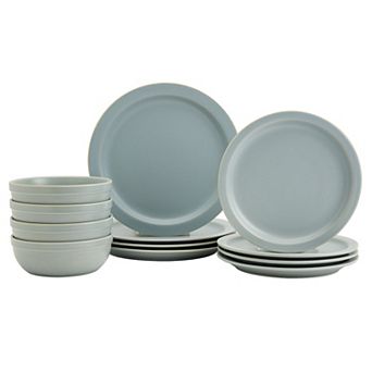 Mingle & Co. 12 pc Giselle Aqua Dinnerware Set
